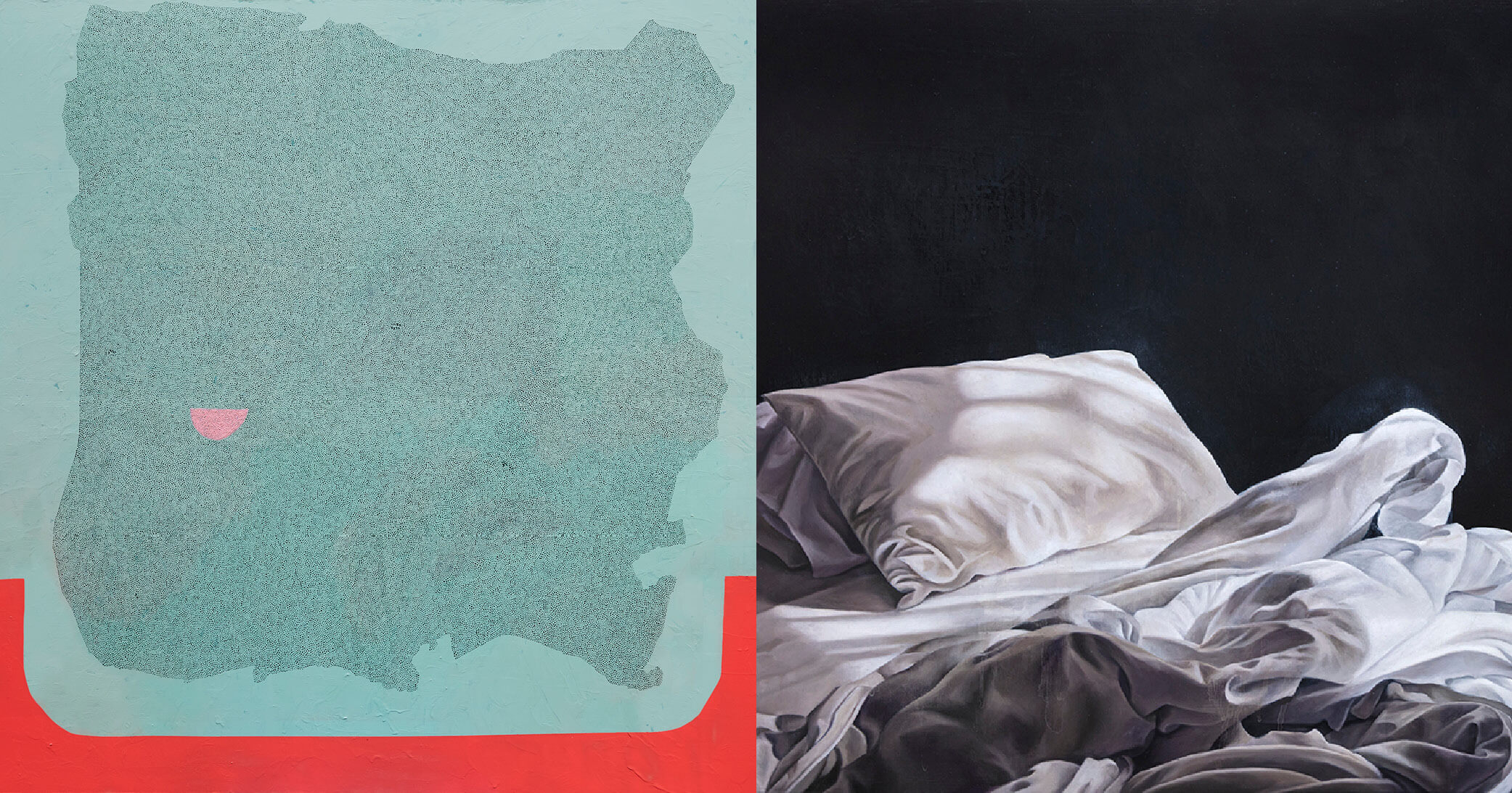 FB event 9.19.21 two paintings by Maeve D'Arcy and Stephanie Serpick