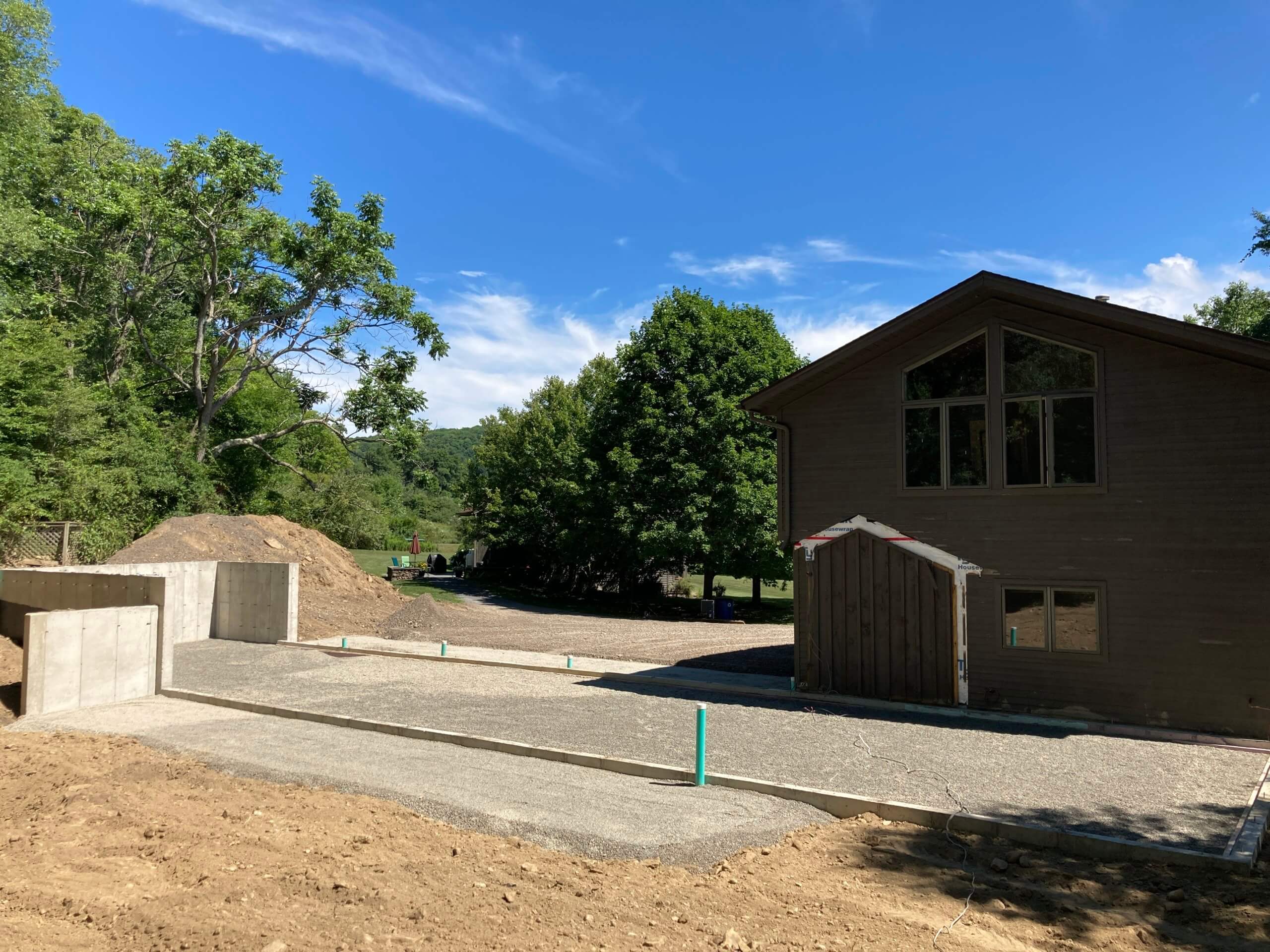 footprint of new accessible addition along the side of the studio building